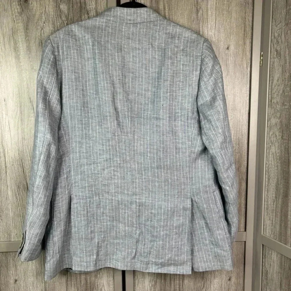 Robert Talbot Linen Blazer Men’s Medium Sports Coat 3 Buttons Blue with Stripes - Picture 9 of 9